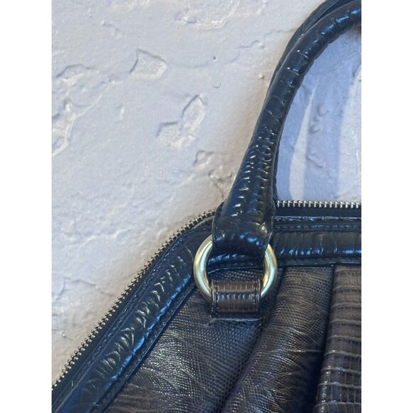 RARE Brahmin Black Brown Melbourne Sara Rose Tri Texture Handbag Crossbody Strap - Picture 5 of 15